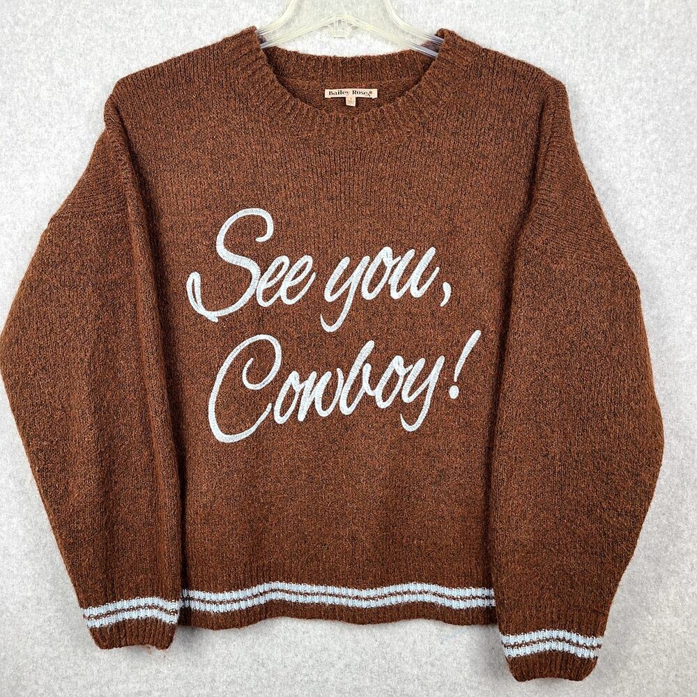 Bailey Rose See You Cowboy sweater in Brown, Small, oversized